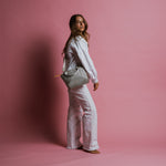 padded tote bag small + strap basic woven slim - stone - VIVI MARI