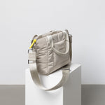 padded tote bag small + strap basic woven slim - stone - VIVI MARI