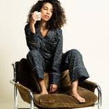 Pyjama Set (Pants + Shirt long sleeve) - leo splashes navy/olive - VIVI MARI