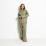 Pyjama Set (Pants + Shirt long sleeve) - solid pale olive - VIVI MARI