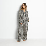 Pyjama Shirt long sleeve - leo splashes black/sand - VIVI MARI