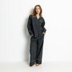 Pyjama Shirt long sleeve - leo splashes navy/olive - VIVI MARI