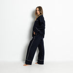 Pyjama Shirt long sleeve - solid navy - VIVI MARI
