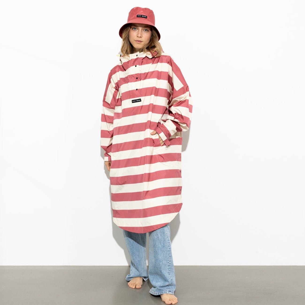 Raincoat bold stripes - blush/sand - VIVI MARI